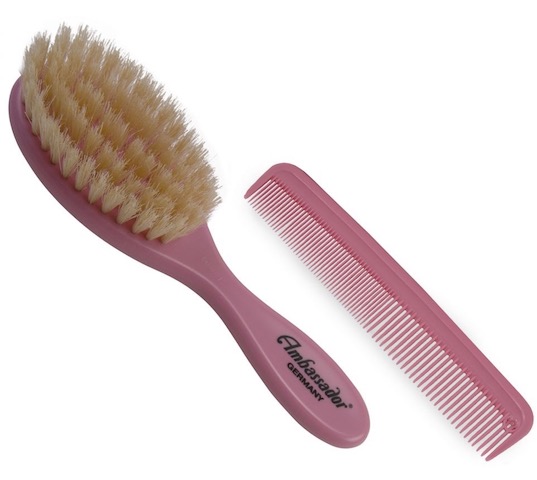 Image of Ambassador Baby Hairbrush & Comb Set Pink (5129)