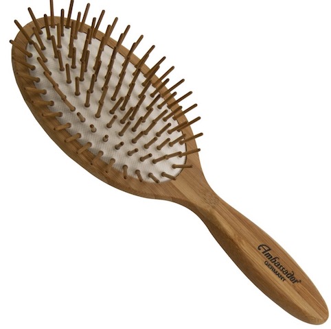 Image of Ambassador Hairbrush Oval Bamboo Pneumatic Wood Pins (5122)