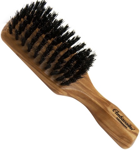 Image of Ambassador Men's Hairbrush Paddle Olivewood Boar Bristles (5123)