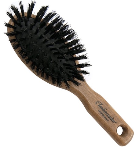 Image of Ambassador Hairbrush Oval Small Wood Pneumatic Boar Bristles (5113)