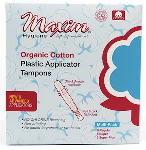 Image of Tampons Organic Cotton Plastic Applicator Multi-Pack