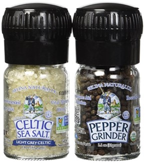 Image of Light Grey Celtic Salt & Organic Pepper Mini Grinder Set