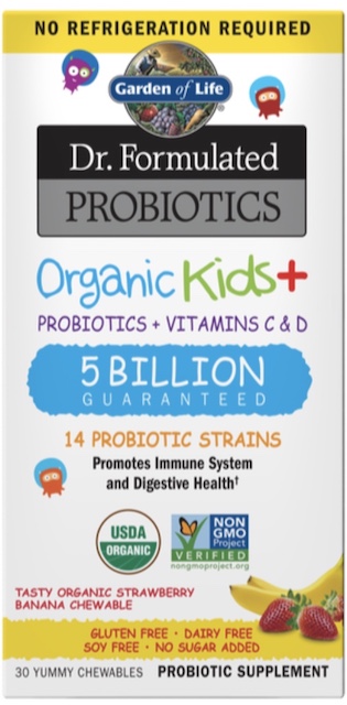 Image of KIDS+ Organic Dr. Formulated Probiotics Chewable Strawberry Banana(Shelf-Stable)