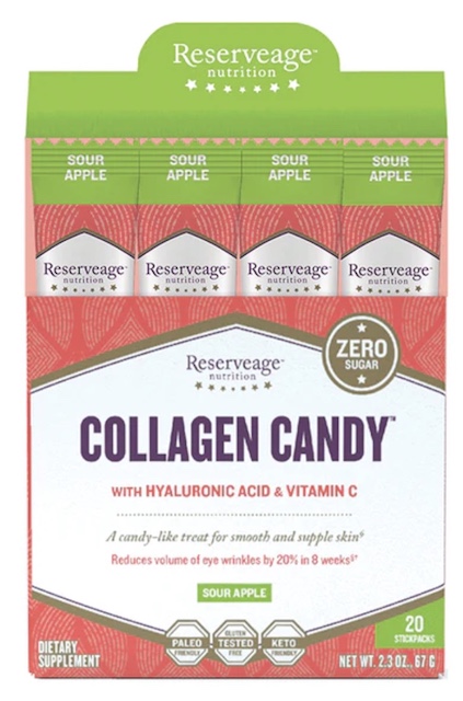 Image of Collagen Candy with Hyaluronic Acid & C Powder Stick Pack Sour Apple