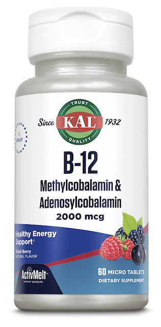 Image of Vitamin B12 Methylcobalamin Adenosylcobalamin 2000 mcg ActivMelt Mixed Berry