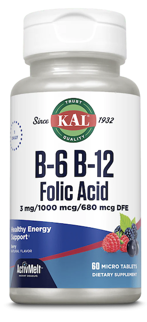 Image of Vitamin B6 B12 Folic Acid 3 mg/1000 mcg/680 mcg ActivMelt Berry