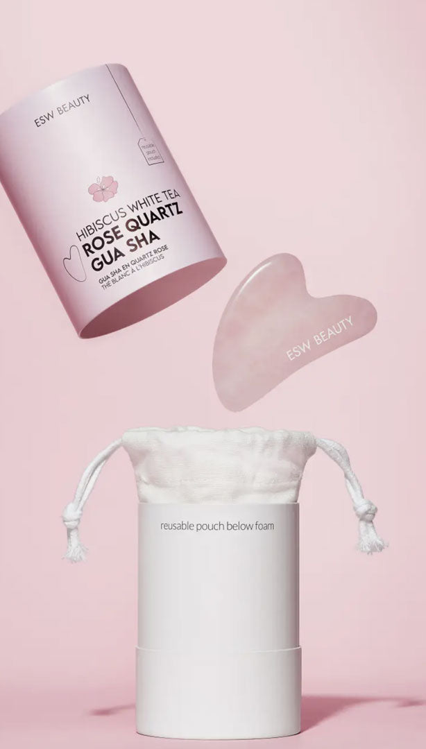 Image of Hibiscus White Tea Rose Quartz Gua Sha