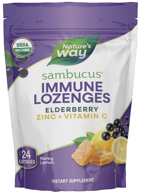 Image of Sambucus Zinc Elderberry Lozenges Organic Honey Lemon