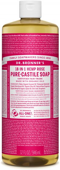 Pure Castile Soap Liquid Organic Rose 32 Ounces , made by dr-bronners -all-one