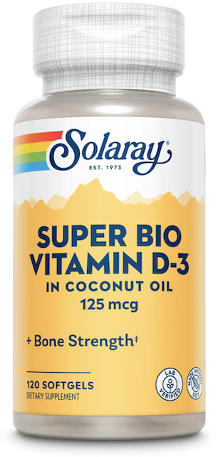 oppervlakte Kennis maken diamant Super Bio Vitamin D3 125 mcg (5000 IU) in Coconut Oil 120 Softgels , made  by solaray