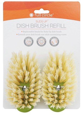 Full Circle Suds Up Dish Brush Refill - 2 Pack - Green